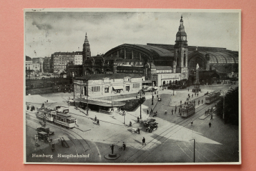Ansichtskarte AK Hamburg 1939 Hauptbahnhof Bahnhof Straßenbahn Autos Eisenbahn Zug Architektur Ortsansicht